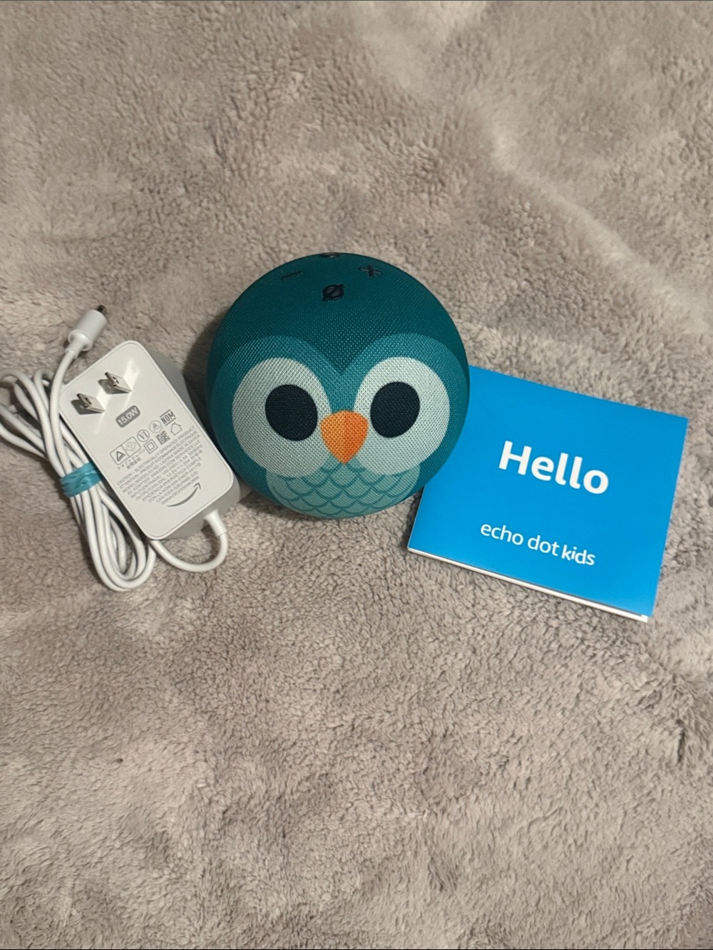 Amazon Owl-Themed Echo Dot Speaker - Teal with Orange Beak